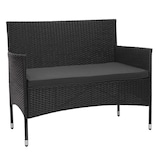 thumbnail of Poly-Rattan Garnitur HWC-F55, Balkon-/Garten-/Lounge-Set Sofa Sitzgruppe ~ schwarz, Kissen dunkelgrau