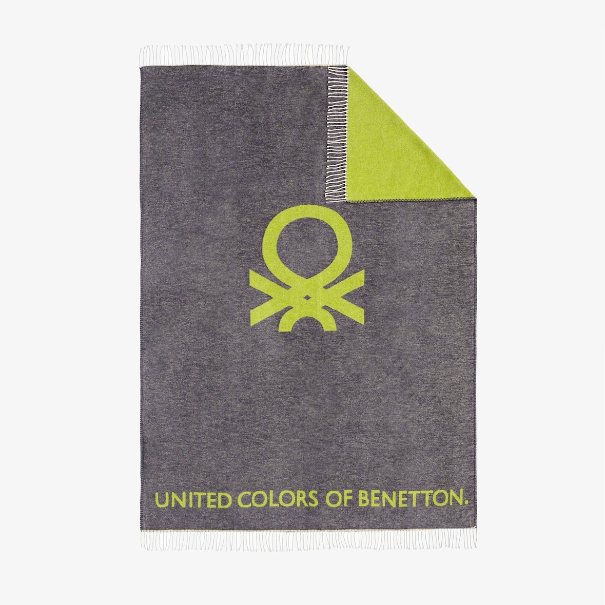 Benetton - Coperta 140x190 cm 320 GSM 60% cotone Marrone e verde