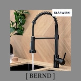 thumbnail of KLARWERK® Bernd | Gastronomie Küchenarmatur Schwarz mit Feder | Flex Edelstahl Wasserhahn Küche | Mischbatterie 360° drehbar | Hochdruck 2 Anschlüsse