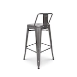 thumbnail of Set di 4 sgabelli da bar in metallo grezzo zincato stile industriale - Con schienale - Altezza 66 cm