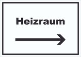 thumbnail of Heizraum Schild mit Text und Richtungspfeil rechts Heizung Wärme waagerecht A2 (420x594mm)