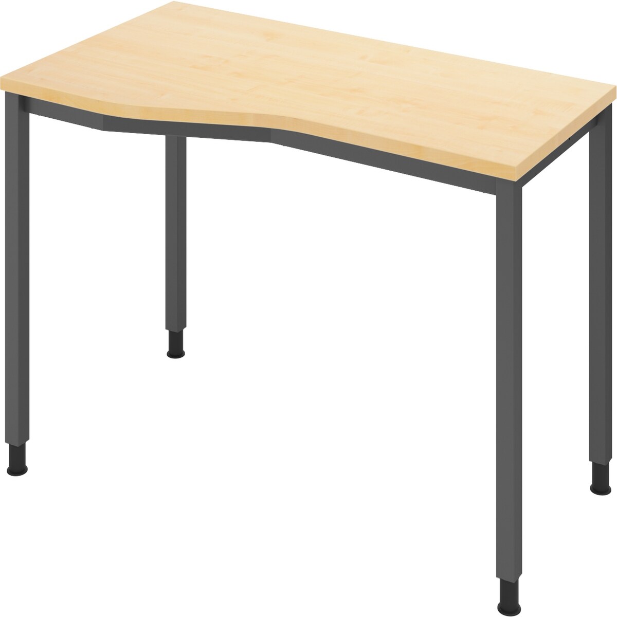 bümö manuell höhenverstellbarer Schreibtisch 180x100 cm in Ahorn, Metall-Gestell: Graphit - PC Tisch höhenverstellbar & belastbar bis 140 kg, Büro-