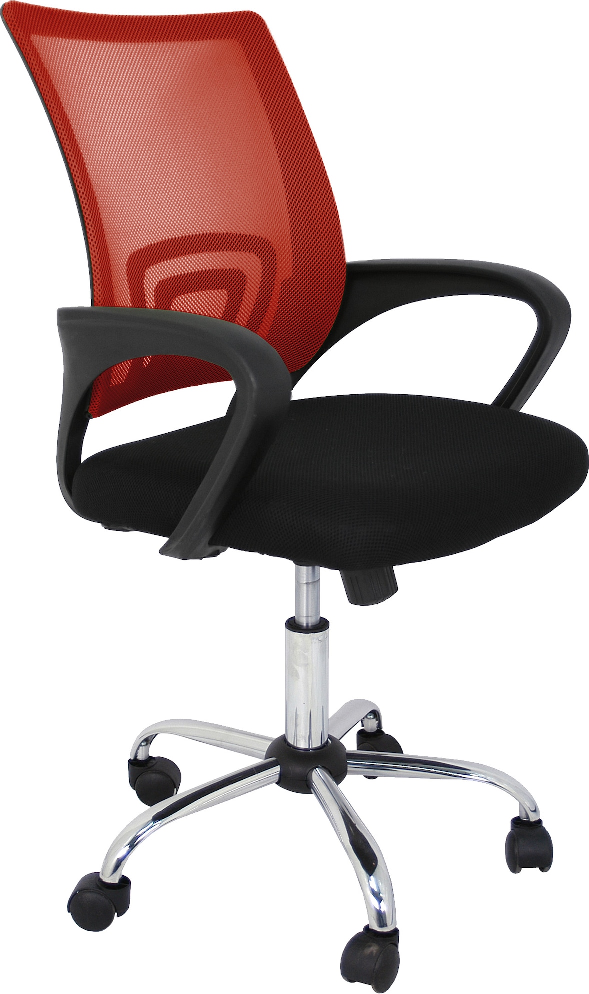 Sillas de oficina con asiento textil color rojo. Modelo Martina