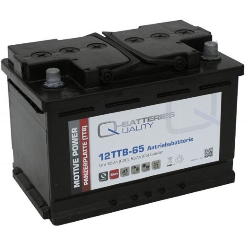 Q-Batteries 12TTB-65 12V 65Ah (C20) geschlossene Blockbatterie, positive Röhrchenplatte