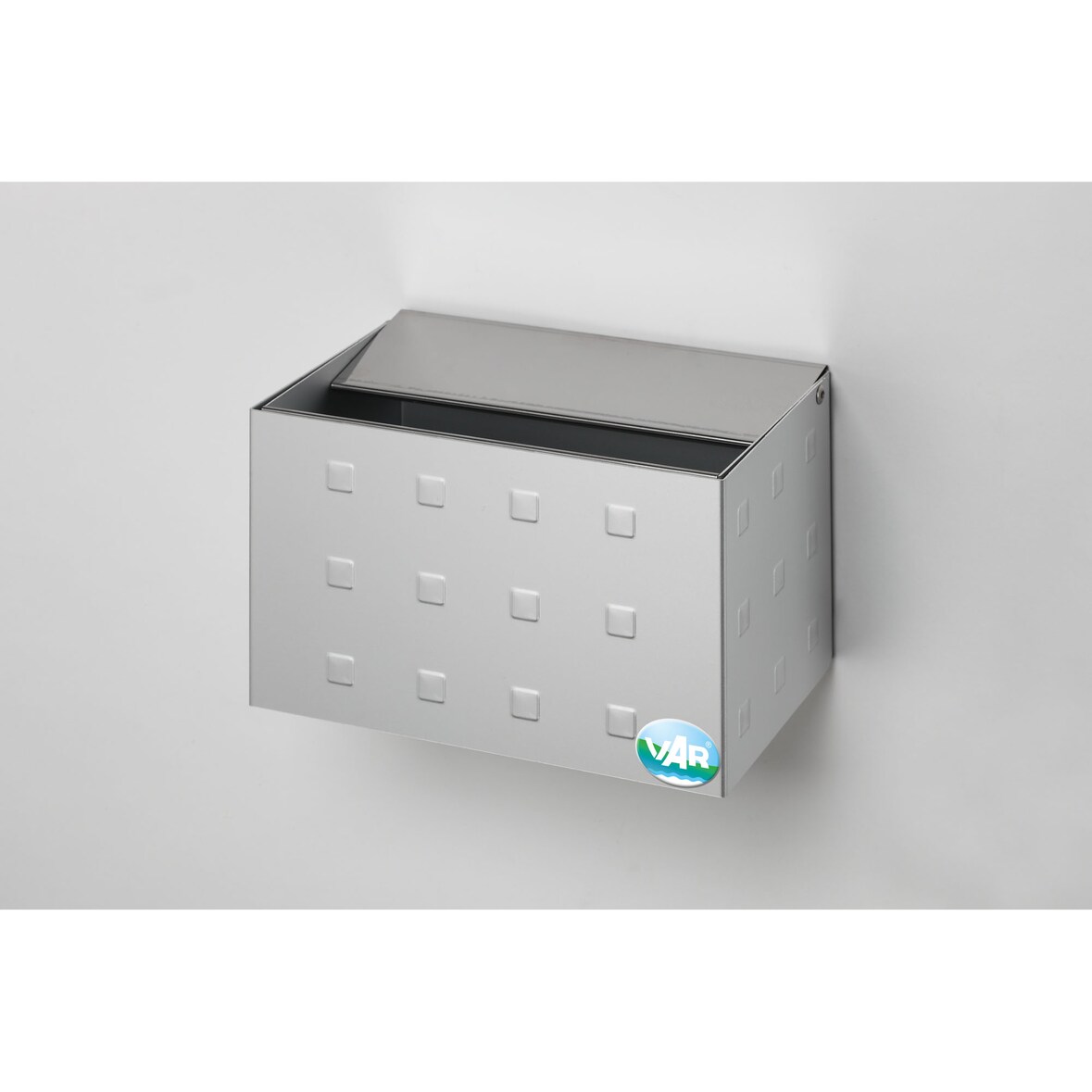 PROREGAL Wandascher mit hochklappbarer Vorderwand | 0,8 Liter, HxBxT 12,5x20x12,5cm | Aluminium | Silber | Ascher Aschenbecher