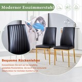 thumbnail of Esszimmerstuhl Set 4er aus PU Leder Schwarz+Gold 93x43x43cm mit ergonomischer Rückenlehne, stabile Metallbeine, pflegeleicht für Küche und Wohnbereich