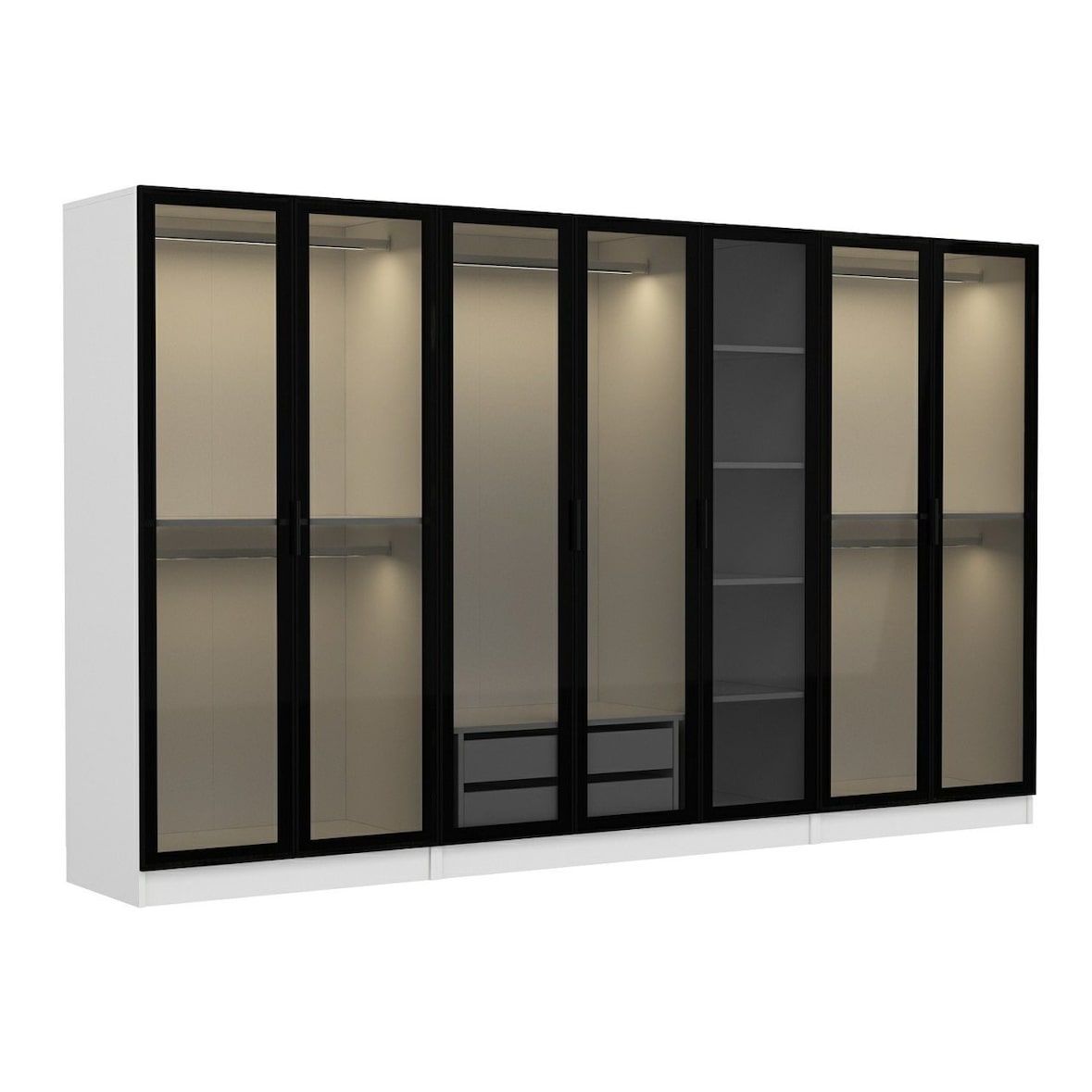 Armario Kale-6665 blanco negro 210x186x50 cm