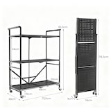 thumbnail of COSTWAY Carrito de Servicio Plegable, Carrito de Cocina con 4 Ruedas, 2 Bloqueables, 3 Niveles de Estante Metálico, Carrito Multiusos para Cocina