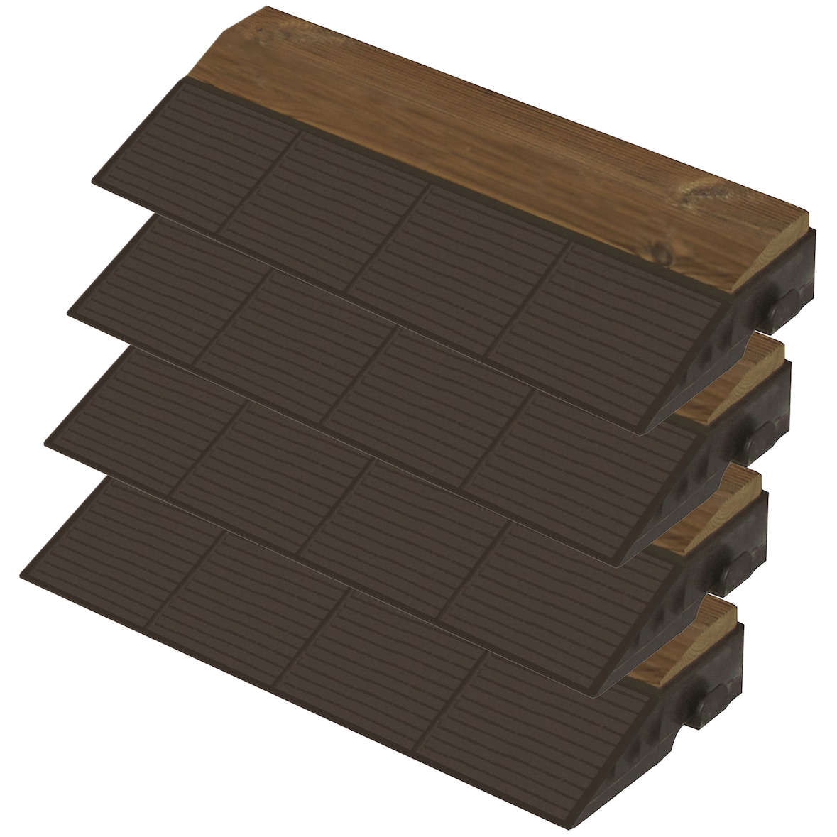 WellHome Combi-Wood Pack 4 Remates para Baldosas de Suelo en Madera de Pino 39x19,5x6cm Acabado Hembra