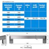 thumbnail of 20 x EDELSTAHL Möbelgriffe 128mm Lochabstand 15mm Möbelgriffe QUAD Griffe für Küchenschränke Möbel