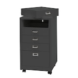 thumbnail of Rolcontainer HWC-L49, ladekast stalen archiefkast, metaal 75x40x41cm 5 laden ~ donkergrijs