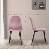 thumbnail of Conjunto de 4 Cadeiras de Jantar Maryam rosa/veludo