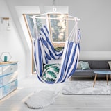 thumbnail of Relaxdays Hängesessel, Baumwolle, Deckenschaukel für drinnen & draußen, 150 kg, Hängesitz Kinder & Erwachsene, blau/weiß