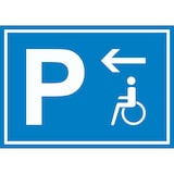 thumbnail of Behinderten Parkplatz Schild mit Richtungspfeil links waagerecht A6 (105x148mm)