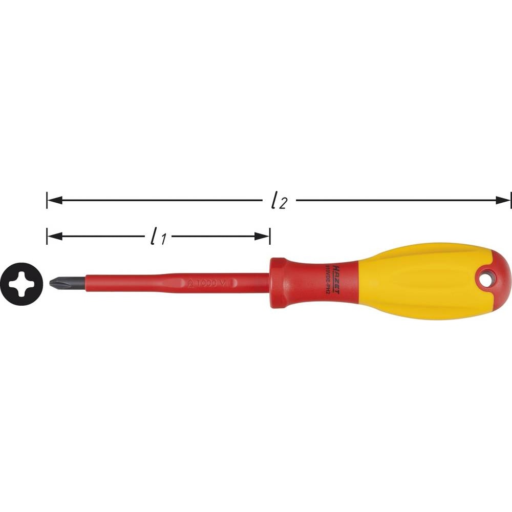 Hazet  810VDE-PH2 Elektriker Kreuzschlitz-Schraubendreher PH 2 Klingenlänge: 100 mm
