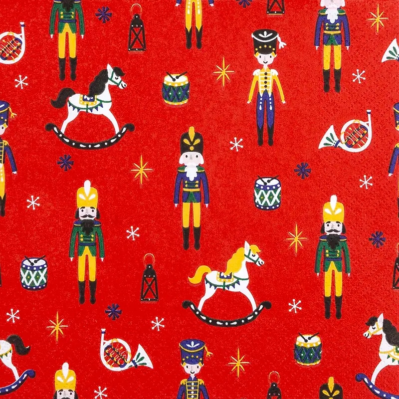 Home Fashion, Christmas Toys red, Lunch-Servietten aufgefaltetes Maß 33 cm x 33 cm, im Viertelfalz, 20 Stück pro Pack