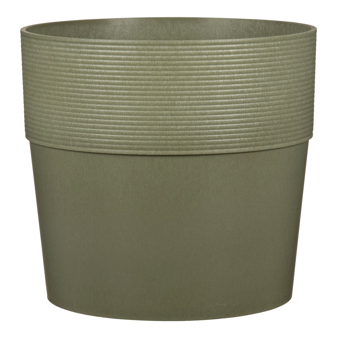 Scheurich Groove 14, Blumentopf/Pflanzkübel, rund, Farbe: Khaki, hergestellt mit recyceltem Kunststoff, 8 Jahre Garantie, für den Innenbereich