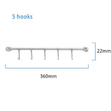 thumbnail of Intirilife Hängeleiste für die Küche aus Edelstahl mit 5 Haken zum Bohren - 35.8 x 3.4 x 2.2 cm Küchen Reling Hakenleiste Küchenstange Wandhalterung