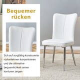 thumbnail of Esszimmerstühle 2er-Set aus PU-Leder und Metall, Weiß/Silber, mit ergonomischer Rückenlehne und verstellbaren Füßen
