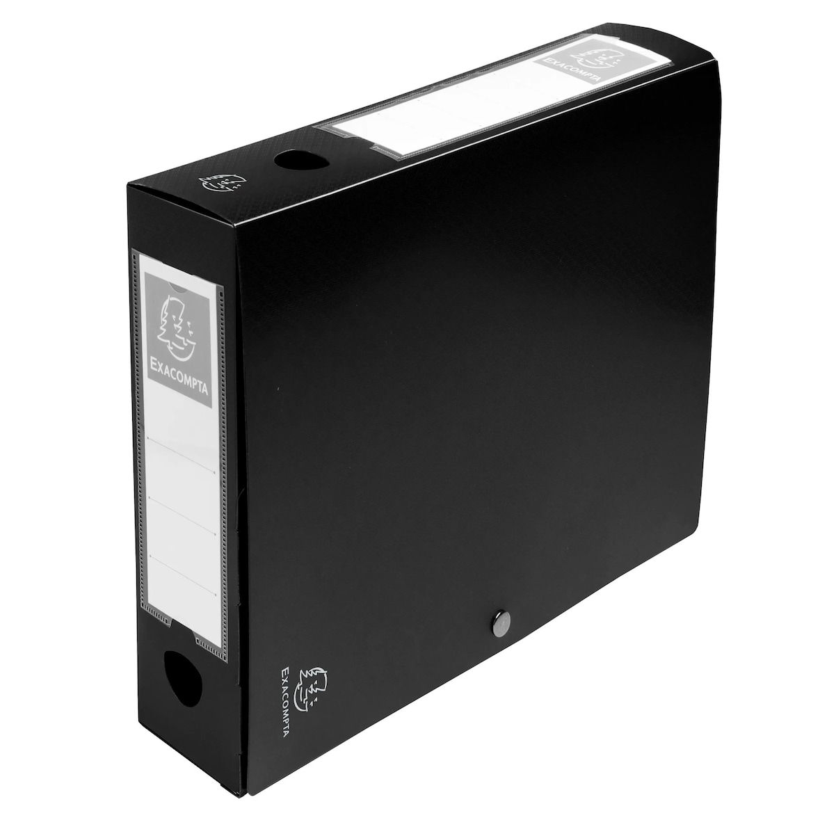 Exacompta 59631E 10x Archivbox mit Druckknopf aus PP 700µ, Rücken 60mm, blickdicht, 25x33cm für DIN A4 - Schwarz