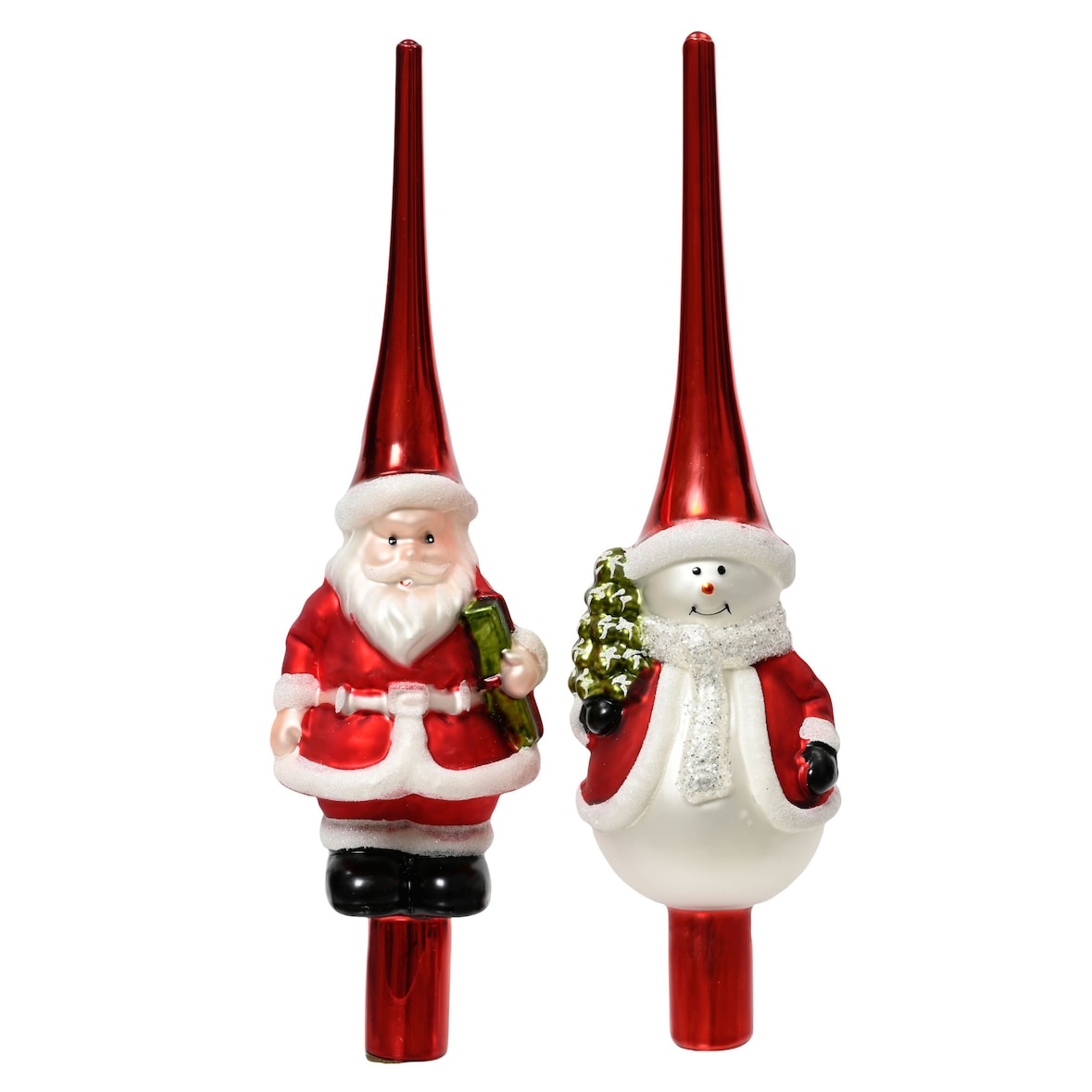 Christbaumspitze Weihnachtsmann / Schneemann Glas 28cm 1 Stück sort.
