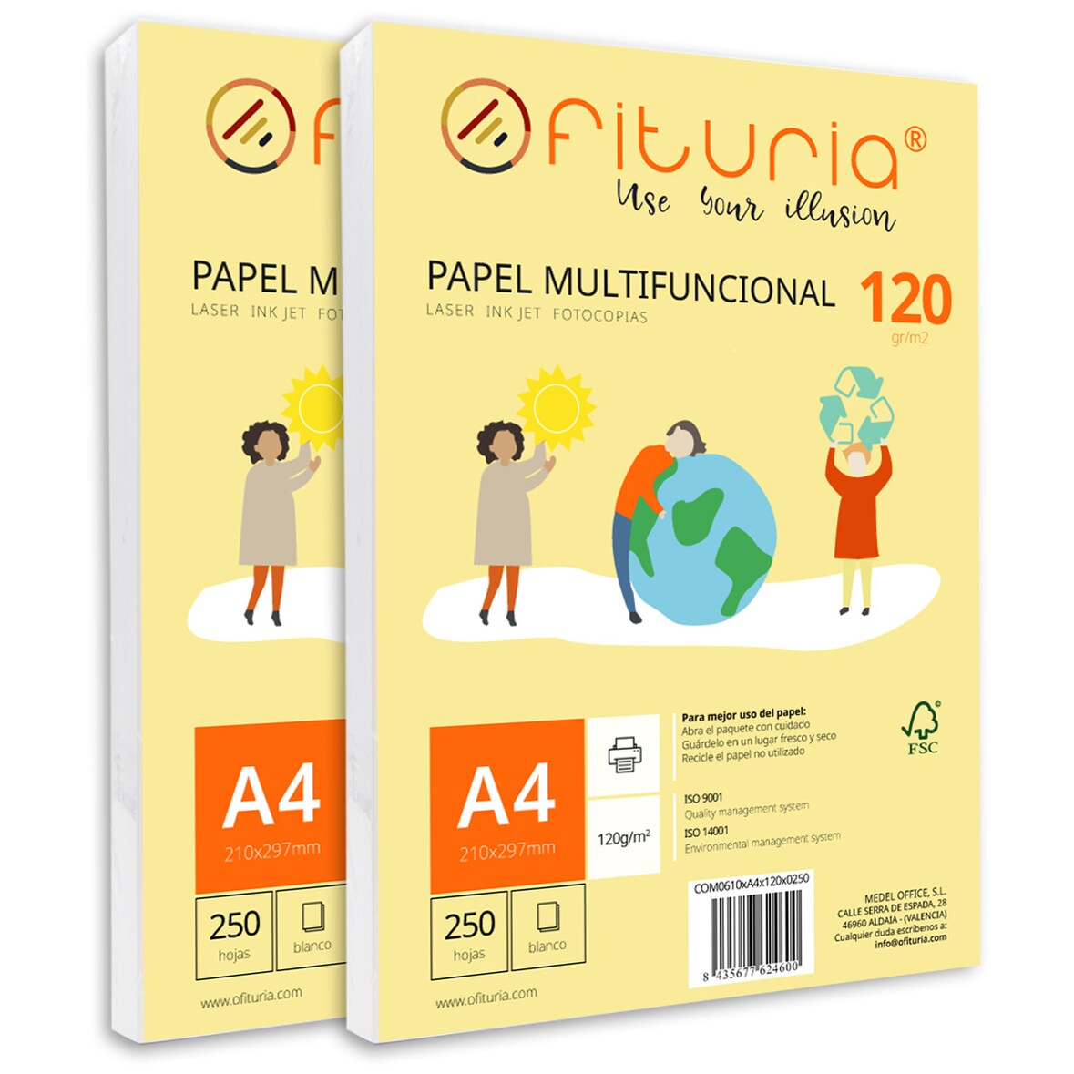 Paquete de folios A4 de 120gr con 500 Hojas Blancas para Uso Escolar y Entornos Laborales- Ofituria