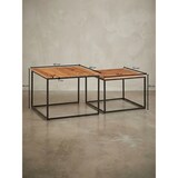 thumbnail of Wohnzimmertisch 2er Set Akazie Massivholz / Metall Beistelltisch Eckig, Design Couchtisch mit Metallbeine Sofatisch, Tischset 2-teilig