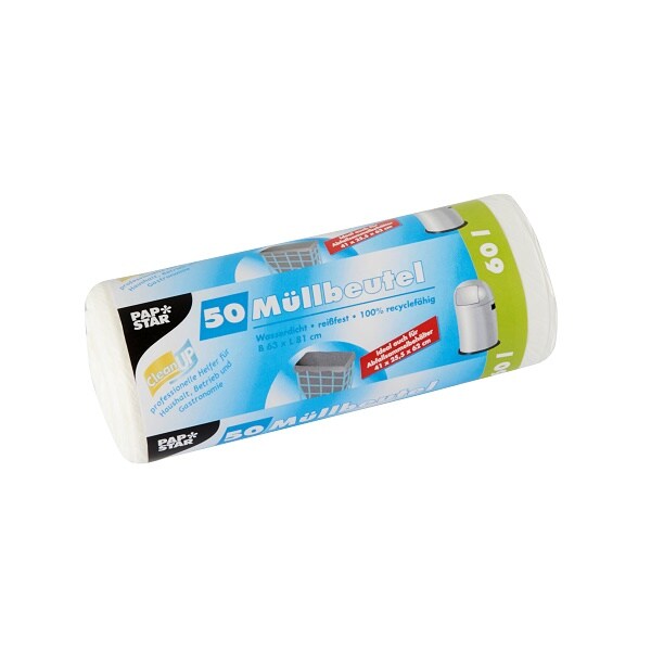 Papstar Sacs poubelle, 60 L, 81 cm x 63 cm, BLANC, 50 pièces