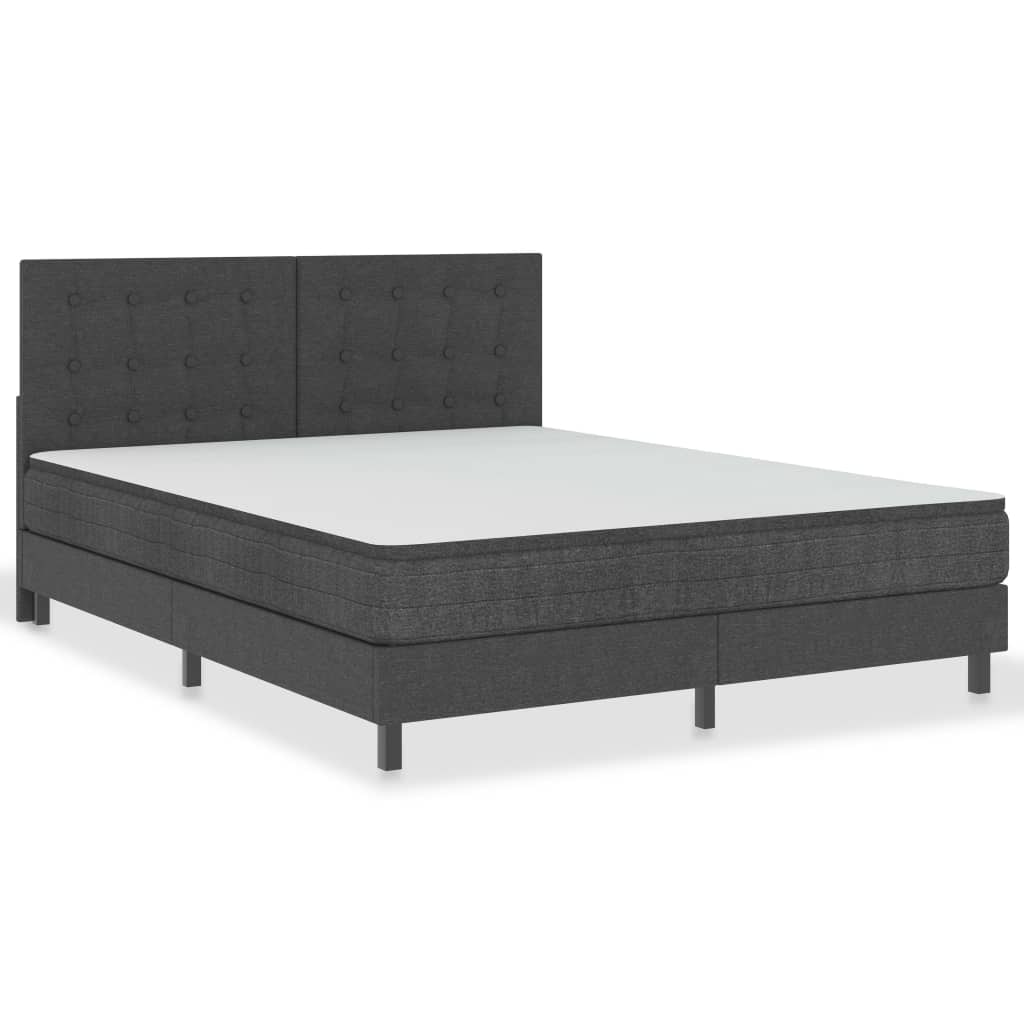 Décoshop26 -Lattenrost auf Beinen Bettgestell mit 160x200 cm Matratze dunkelgrauer Stoff TDL0208060