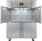 thumbnail of Romux® Kühlschrank mit 4 Türen 134 cm mit Umluftkühlung | Gastro Kühlschrank aus Edelstahl mit 1200 L Kapazität - 6 Einlegeböden und 400 W