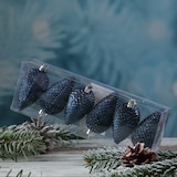 thumbnail of Christbaumschmuck Baumschmuck Tannenzapfen bruchfest glitzernd 8cm blau 6St.