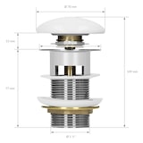 thumbnail of ML-Design Universal Ablaufgarnitur 1 1/4" mit Überlauf – Pop-Up, Keramikdeckel Weiß/Edelstahl, inkl. Dichtungen