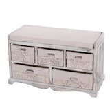 thumbnail of Kommode und Sitzbank mit 5 Schubladen, 45x77x36cm, Shabby-Look, Vintage ~ weiß