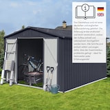 thumbnail of Gerätehaus XXL – verzinktes Metall in Anthrazit | Inkl. Schloss & Werkzeughaken | wetterfester Geräteschuppen, Gartenhaus