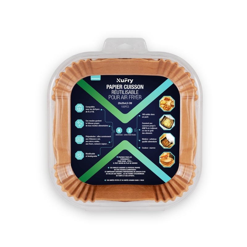Moules Papier Cuisson Pour Air Fryer 100 Pcs Papersquare De Nufry