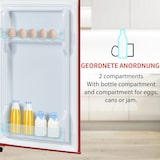 thumbnail of Retro-Kühlschrank Doppeltür 92L Kühlvolumen 28L Gefrierfach 45dB Rot 105x41x45 cm LED-Beleuchtung kompakt