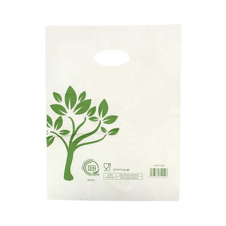 MONOUSO - Plastiktüten mit Griffloch Home Compost “Be Eco!” 30x40cm 19µm (100 Stück)