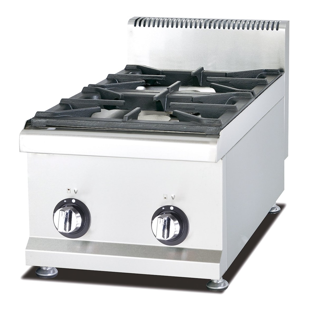 Cucina due 2 fuochi professionale a gas potenziata da banco appoggio 40x65x48cm