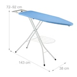 thumbnail of Relaxdays Bügelbrett für Dampfbügeleisen, 120 x 38 cm, höhenverstellbar, klappbar, Kleiderablage, Bügeltisch, blau