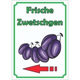 thumbnail of Frische Zwetschgen Aufkleber Hochkant mit Pfeil links A3 (297x420mm)
