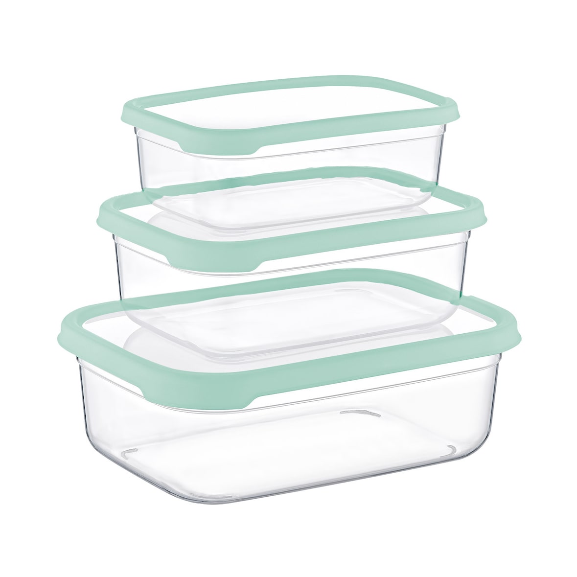 Set 3 Recipientes Herméticos para Alimentos, de forma Rectangular Verde 7house