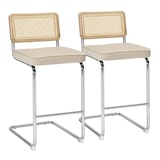 thumbnail of Lot de 2 chaises hautes en acier et velours beige