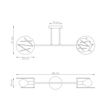 thumbnail of Plafoniera 2 Luci Plutone In Acciaio Nero A Bracci E Diffusori A Cerchio