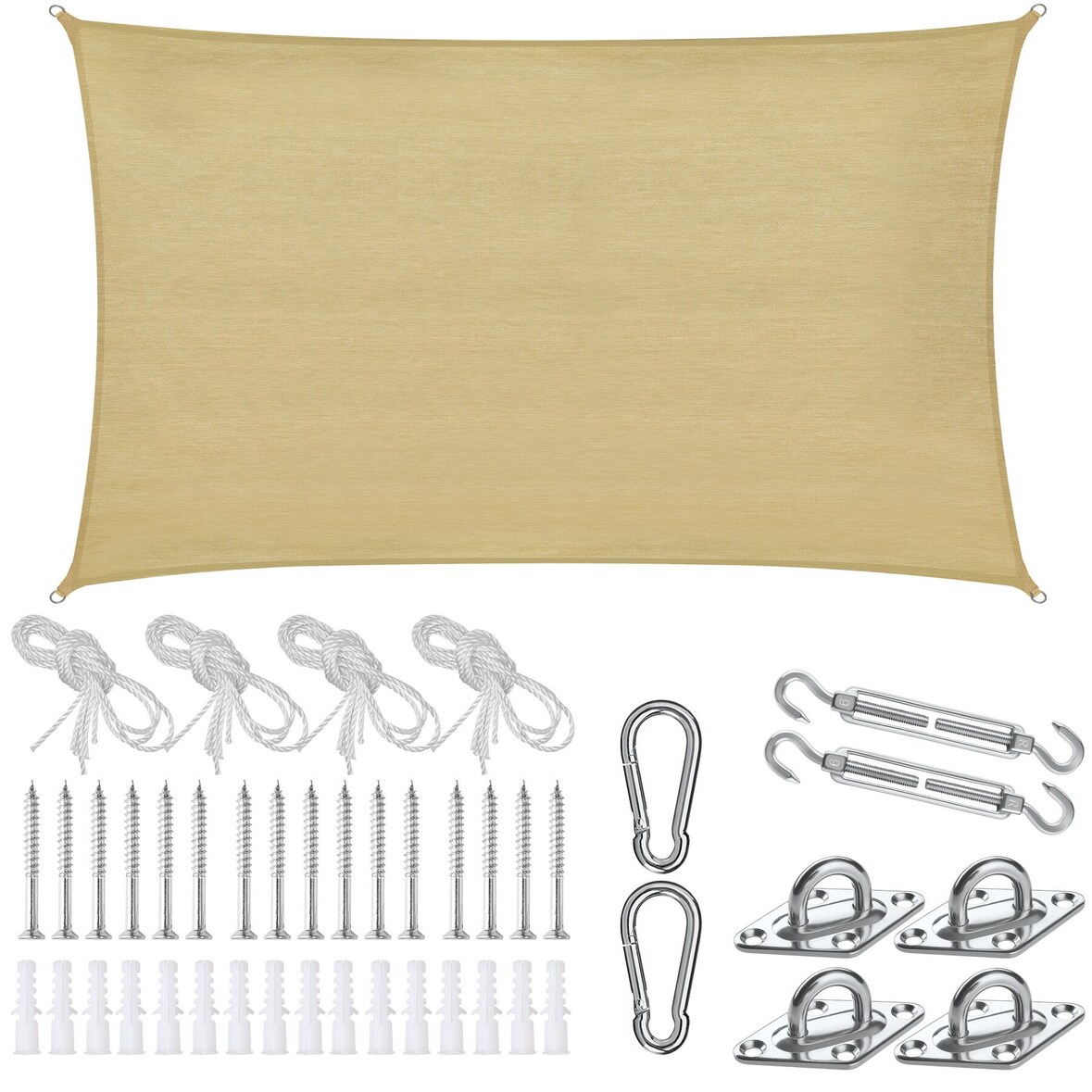 tectake Sonnensegel Sunny, wetterfestes HDPE-Material mit UV-Schutz - 5 x 7 m Sand