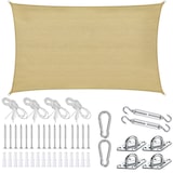 thumbnail of tectake Sonnensegel Sunny, wetterfestes HDPE-Material mit UV-Schutz - 5 x 7 m Sand