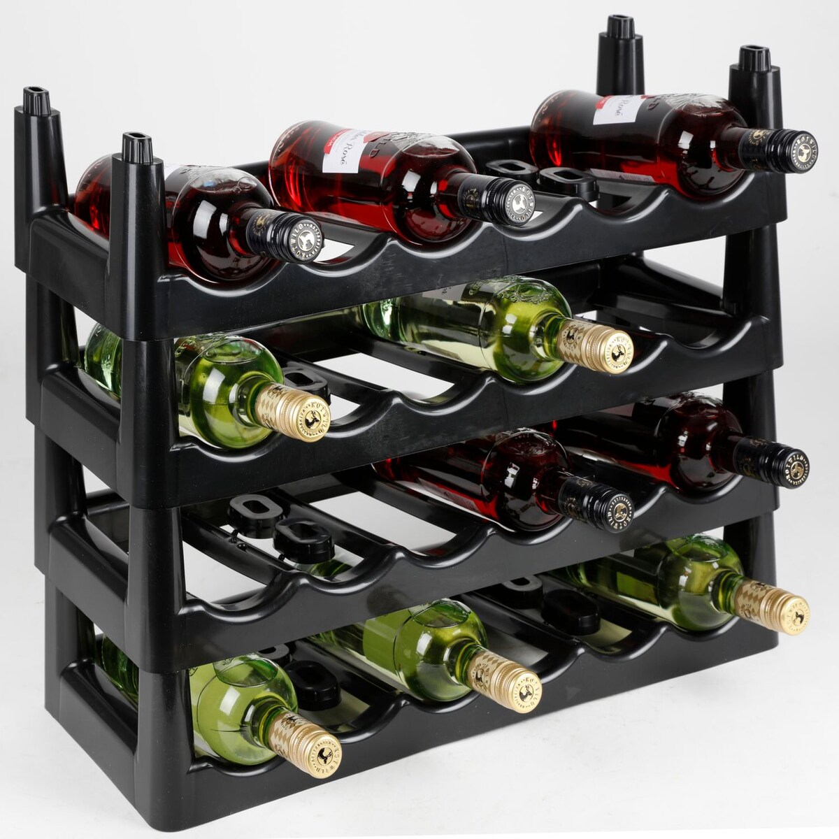 Heidrun Flaschenregal Schwarz Stapelregal Weinregal Flaschenständer Lagerregal Regal