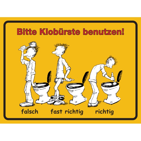 WC-Kennzeichnung Bitte Klobürste benutzen - 200x150x0.45 mm Aluminium geprägt