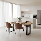 thumbnail of Table rectangulaire 160x90 cm effet bois, pieds en métal en forme de U, design moderne, pour 6 personnes, pour cuisine et salle à manger – DEXTER