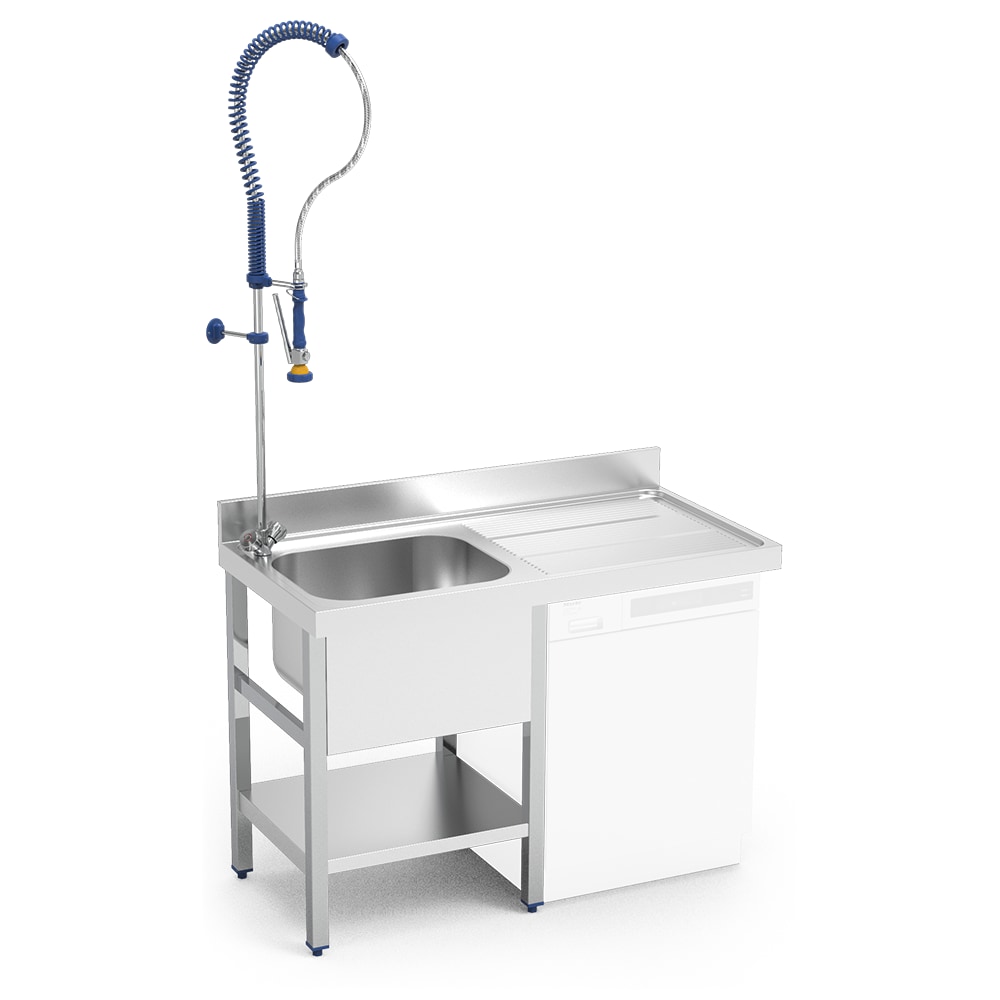 Fregadero inox para lavavajillas escurridor derecha con grifo ducha Serie RD incorporado