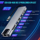 thumbnail of TOJ Hub USB C 8 in 1 - HDMI 4K - Adattatore Ethernet 100 MB/s - USB 3.0 - Lettore di Schede Micro SD / SD